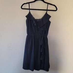 Womens 100% Silk Ruffle Lined Mini Dress Sz 4 Sleeveless VNeck Satin Lightweight